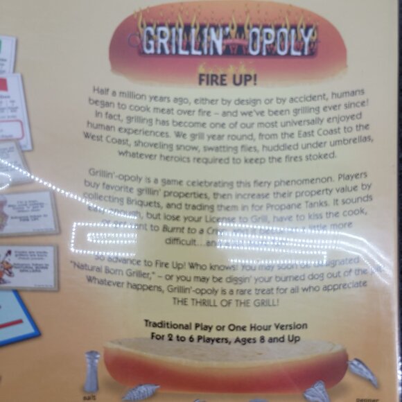 Grillin'-opoly Monopoly Style Board Game SEALED USA Outdoor Cookout BBQ Theme - Picture 7 of 11